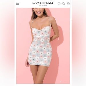 COPY - SUPER CUTE COWL NECK HOMECOMING SPARKLY FLORAL DRESS